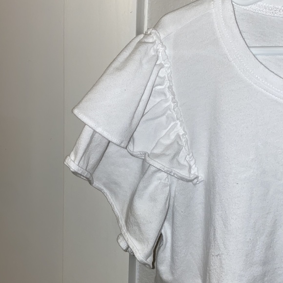 EUC Girls Teen Tween J.Crew Crewcuts Size 14 White Ruffle Sleeve T-Shirt Top - Picture 2 of 7